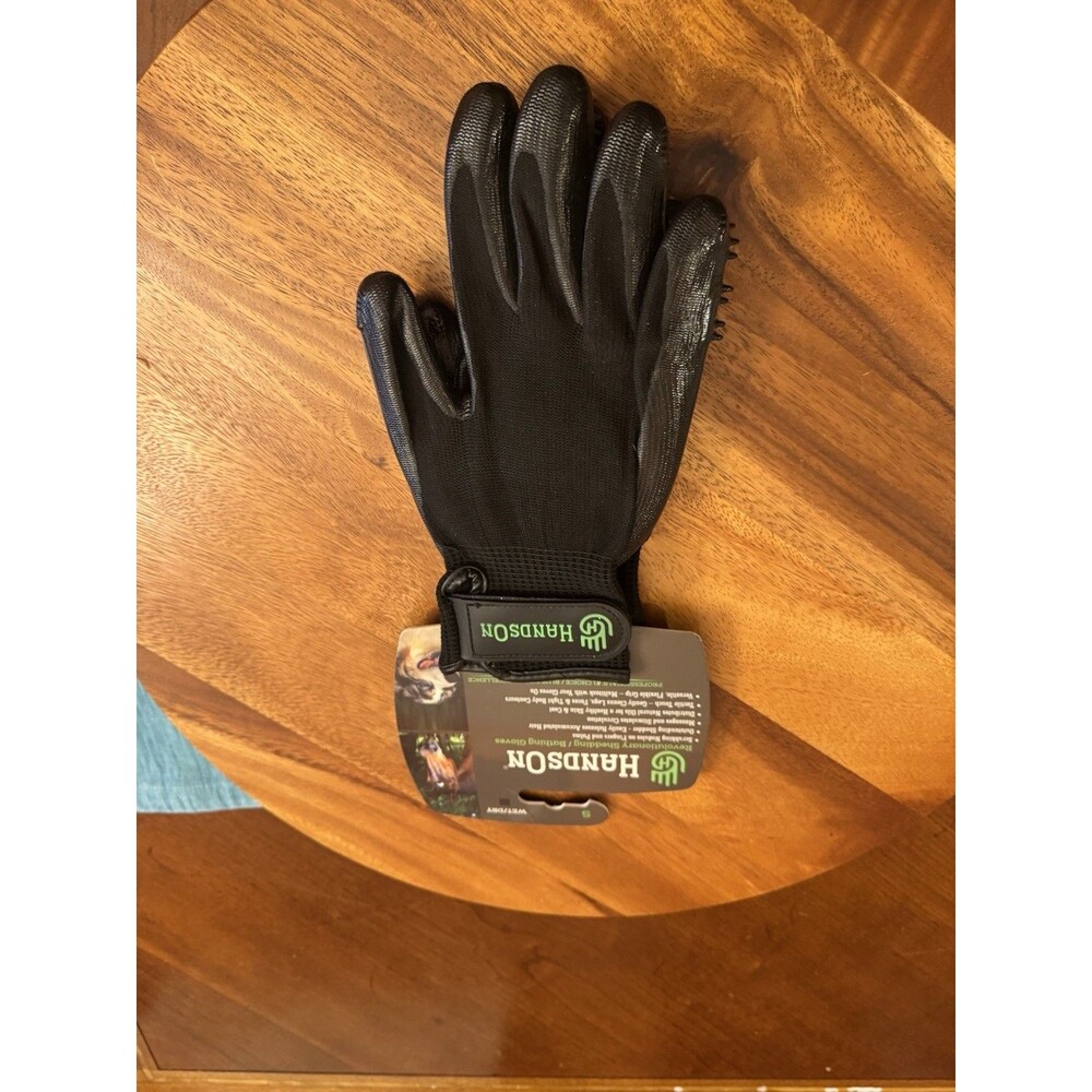 Hands On Grooming Shedding Bathing Gloves for Pets, Size S Black, Wet/Dry - Picture 6 of 6